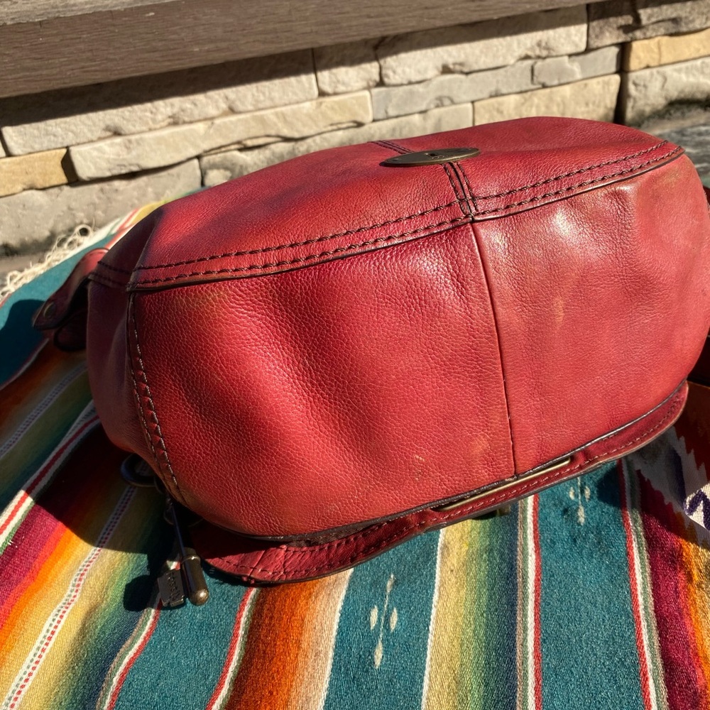 Fossil Long Live Vintage 1954 Red Leather Crossbody Bag - Picture 6 of 12